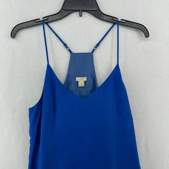 J.Crew Tank Top Women's 0 Royal Blue V Neck Racerback Adjustable Spaghetti Strap - Picture 5 of 10